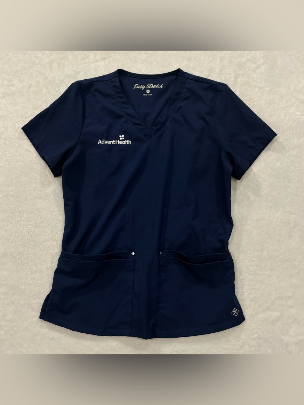 Easy Stretch AdventHealth Navy Blue Scrub Top Women’s Size XS